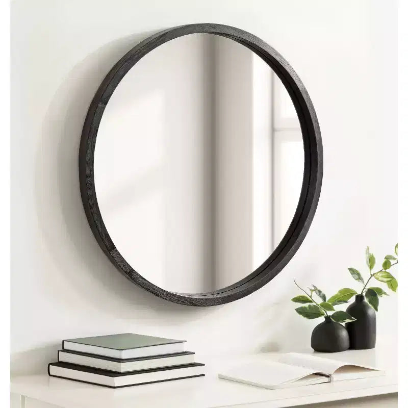 Miroir rond en bois