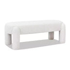 Hugo 49 Oval Fully Upholstered Bench Milk Cream White Boucle
