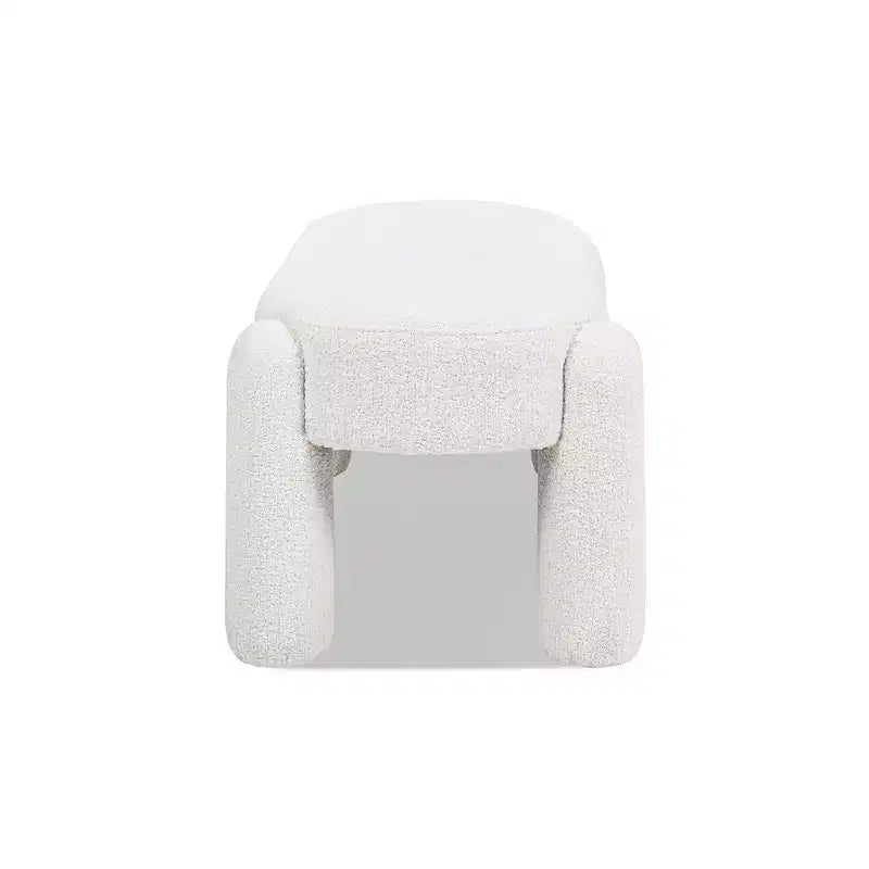 Banc ovale entièrement rembourré Boucle blanc crème laiteux