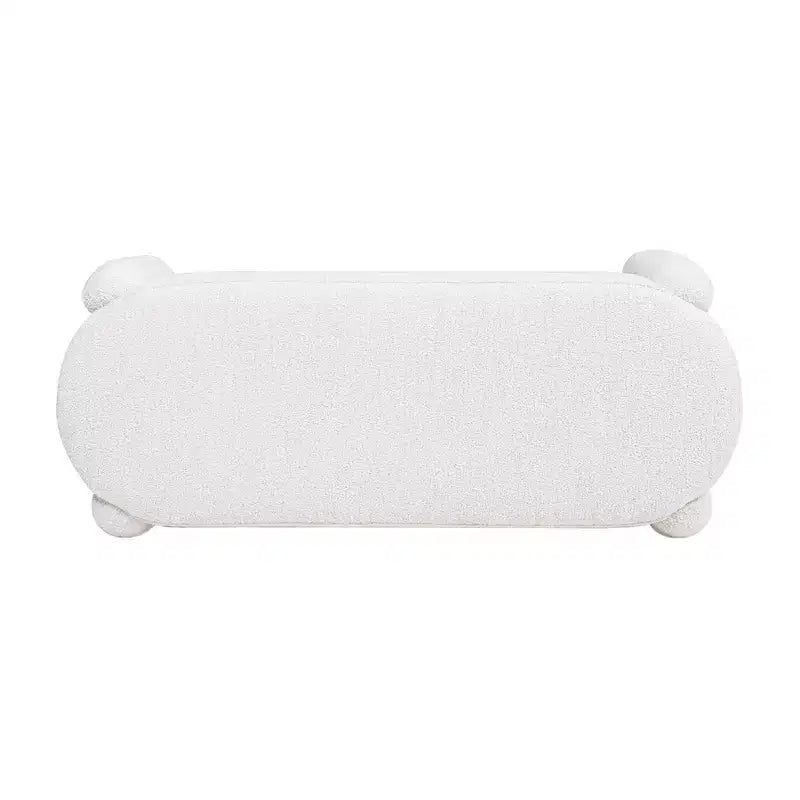 Banc ovale entièrement rembourré Boucle blanc crème laiteux