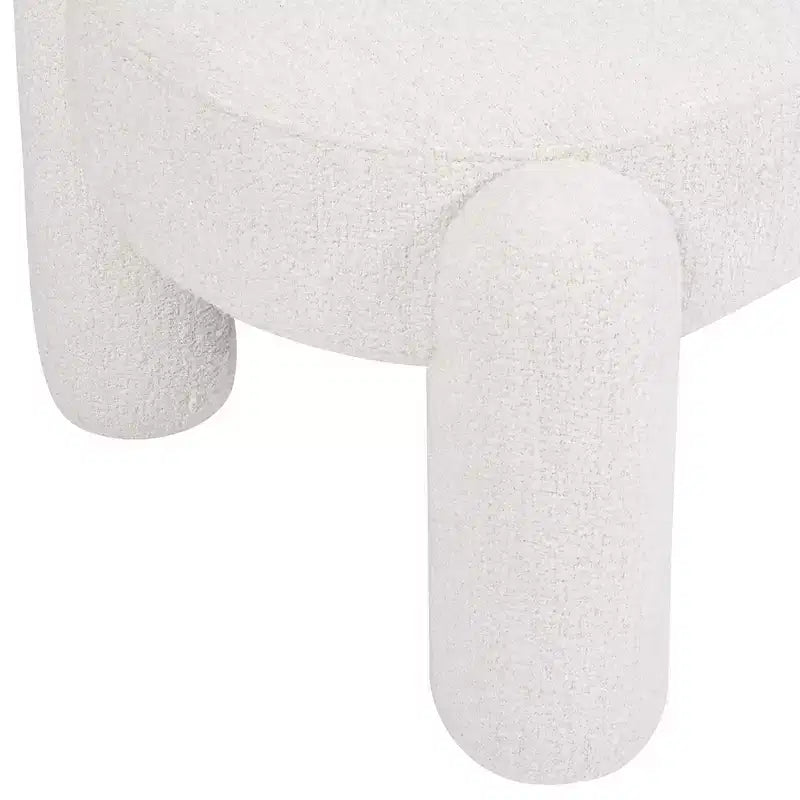 Banc ovale entièrement rembourré Boucle blanc crème laiteux