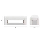 Banc ovale entièrement rembourré Boucle blanc crème laiteux