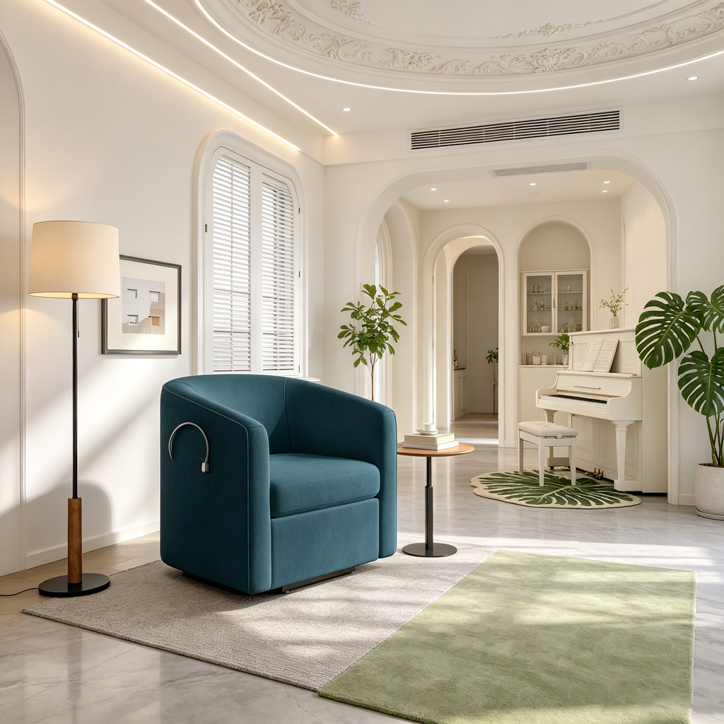 Fauteuil inclinable releveur avec aide au lever et repose-pieds, revêtu