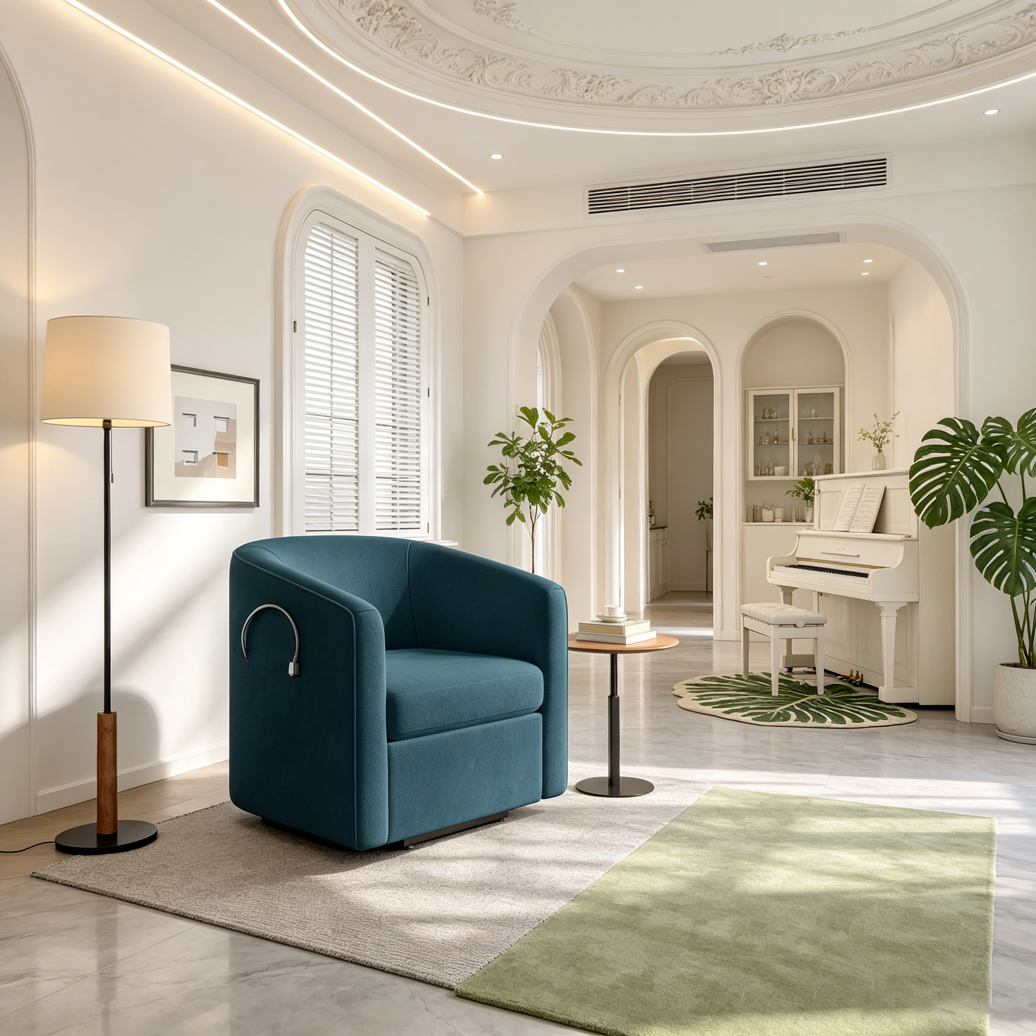 Fauteuil inclinable releveur avec aide au lever et repose-pieds, revêtu